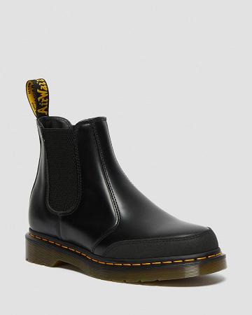 Men's Dr Martens 2976 Guard Panel Leather Ankle Boots Black | AU 420OKI